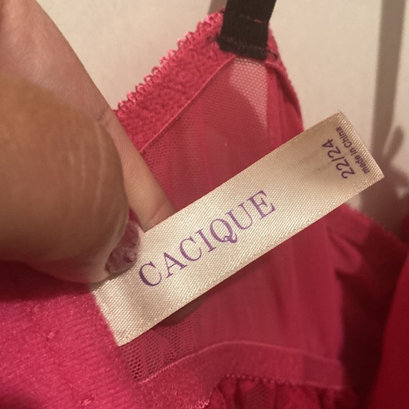 22/24 Fuchsia and Black Lingerie built in wired bra and sheer bottom one piece - Picture 2 of 4